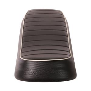 Seat, Low Profile Single Black, White Piping Cutback Saddle for Royal Alloy GT150, GP300S - Image 3