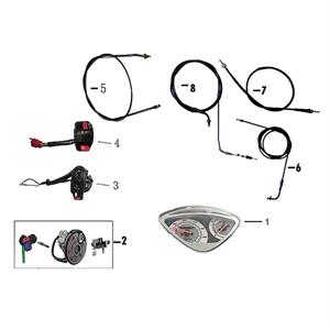 F02 - Switches, Cables, Lock for 50cc - 150cc Scootstar Racestar
