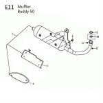 E11 - Exhaust for 50cc 2-Stroke Genuine Buddy