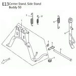 E13 - Center Stand for 50cc 2-Stroke Genuine Buddy
