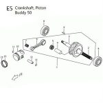 E05 - Crankshaft, Piston for 50cc 2-Stroke Genuine Buddy, RH