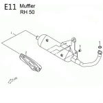 E11 - Exhaust for 50cc 2-Stroke Genuine RH