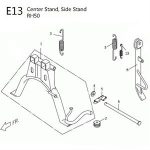 E13 - Center Stand for 50cc 2-Stroke Genuine RH